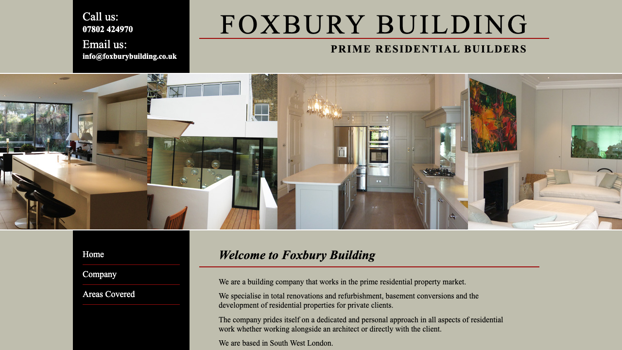 FOXBURY BUILDING LTD website preview