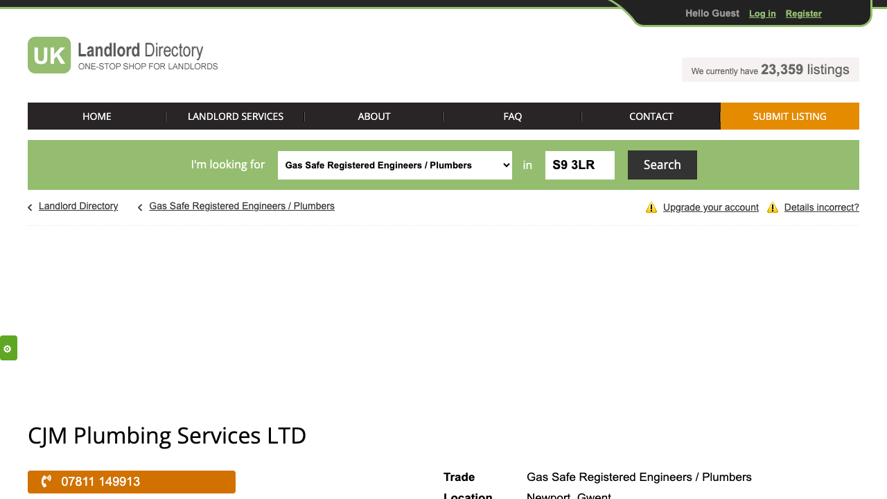 CJM PLUMBING SERVICES LIMITED website preview