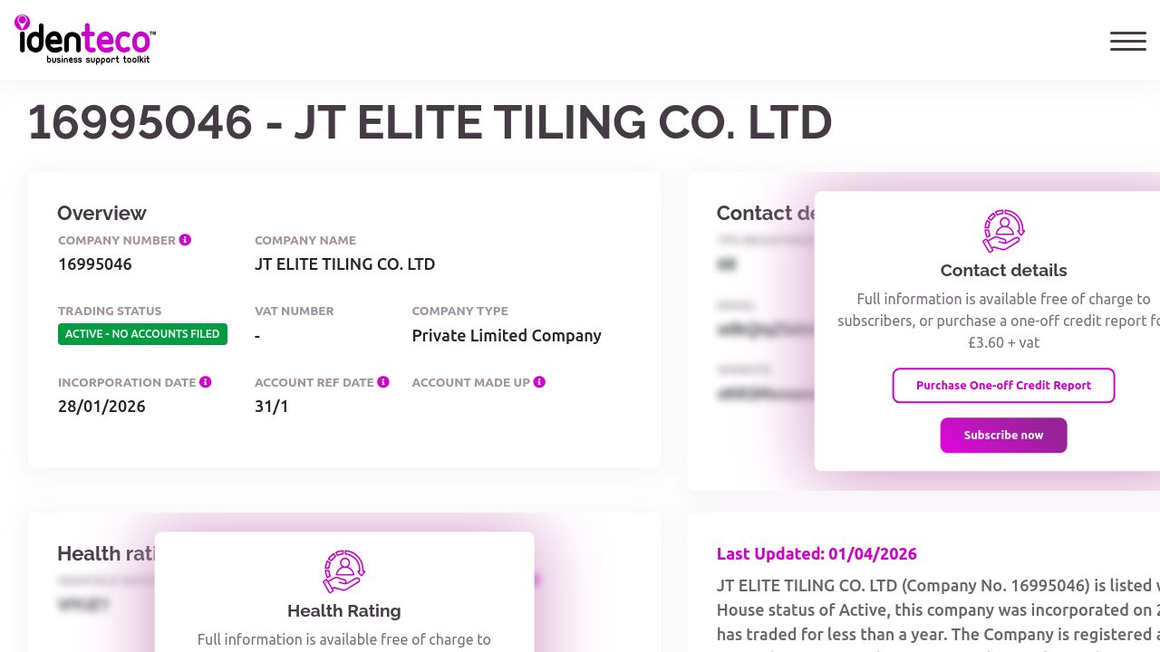 JT ELITE TILING CO. LTD website preview