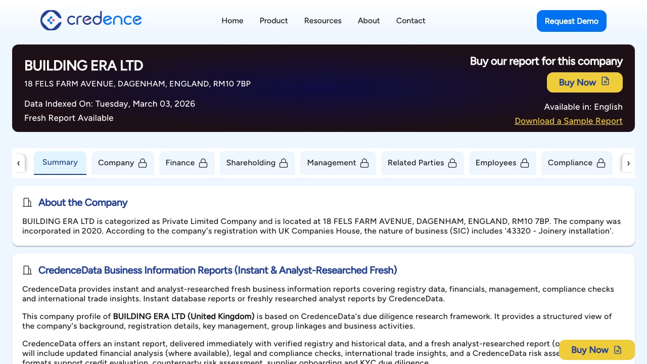 BUILDING ERA LTD website preview