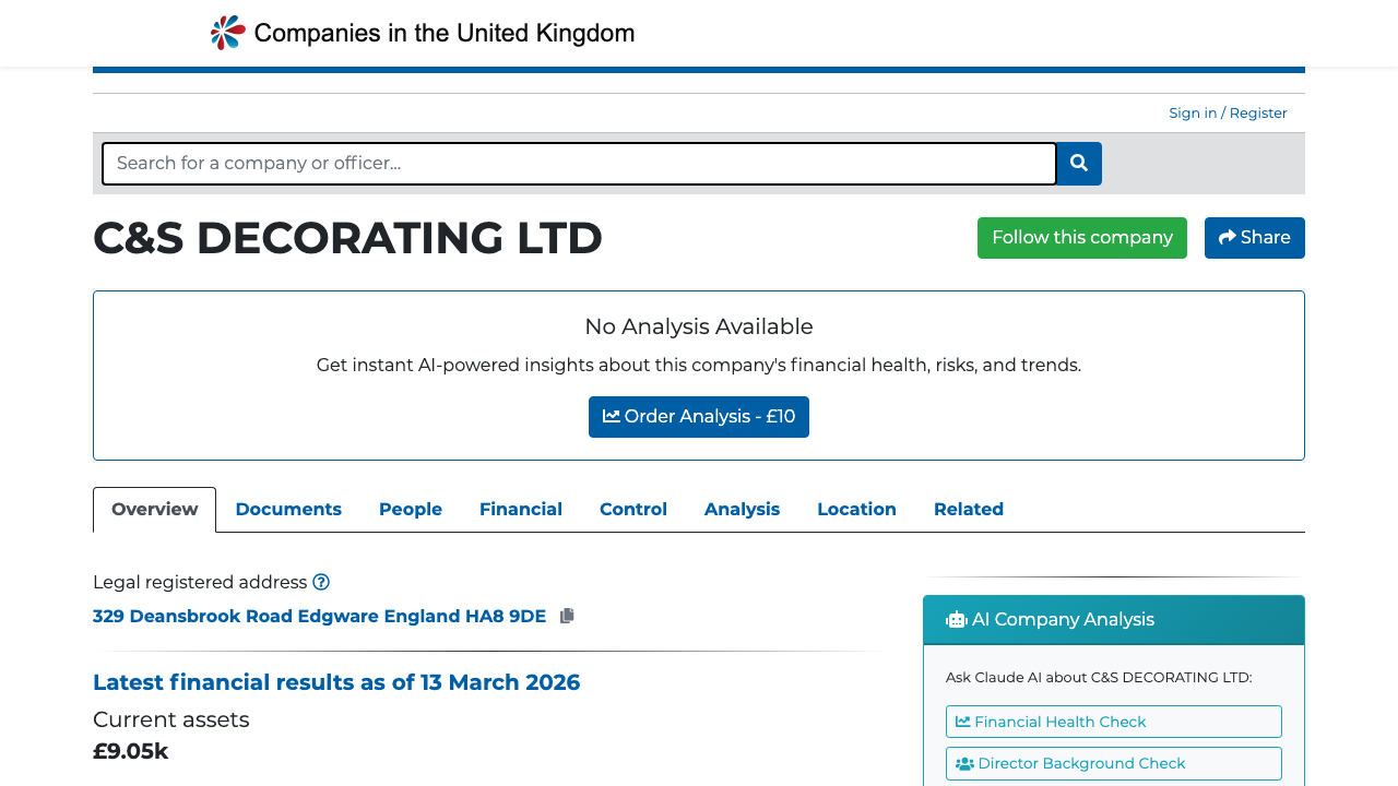 C&S DECORATING LTD website preview