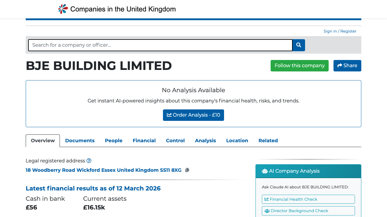 BJE BUILDING LIMITED website preview