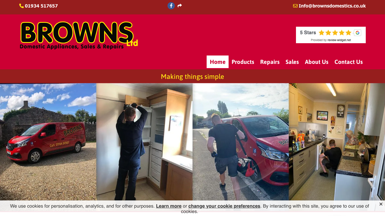 BROWNS DOMESTIC APPLIANCES LIMITED website preview