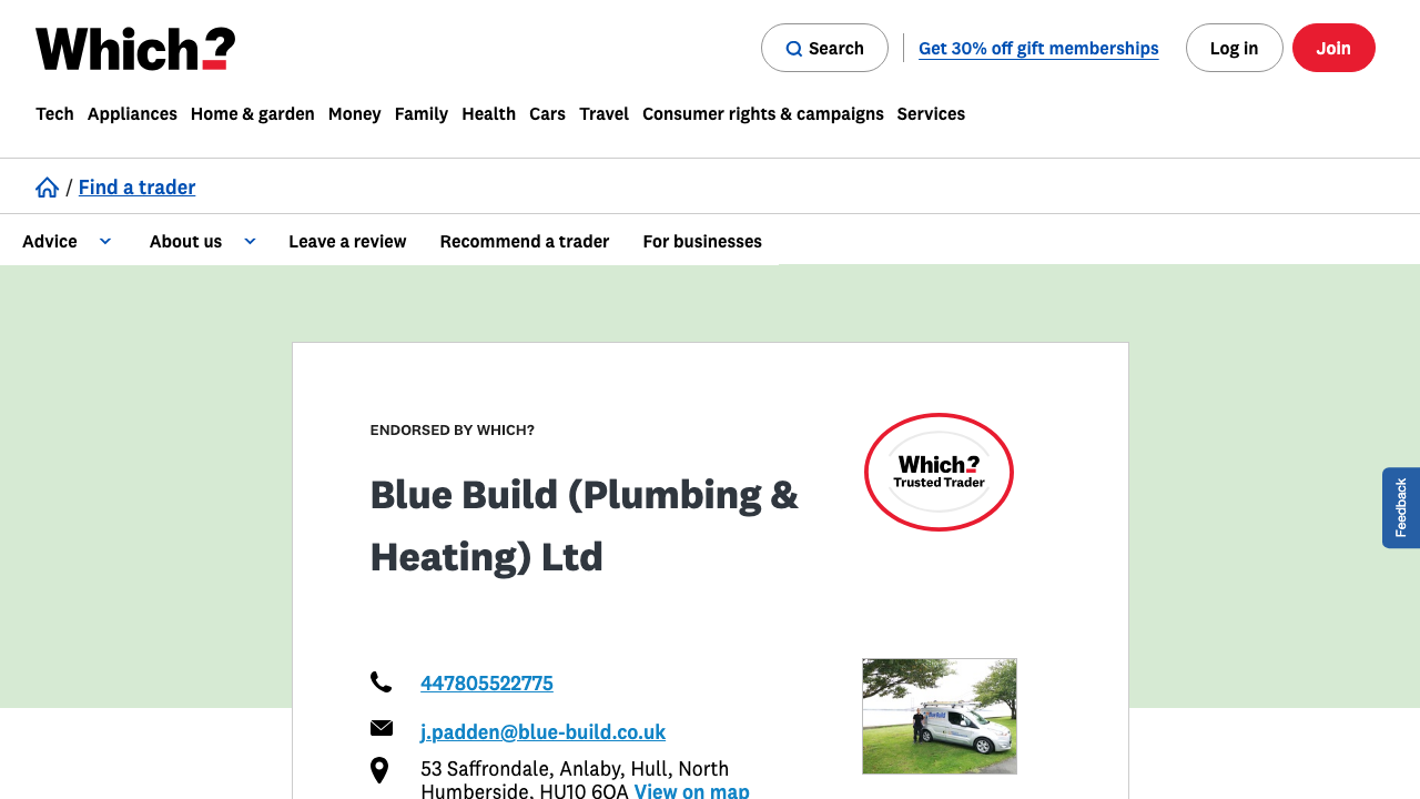 BLUE BUILD (PLUMBING & HEATING) LTD website preview