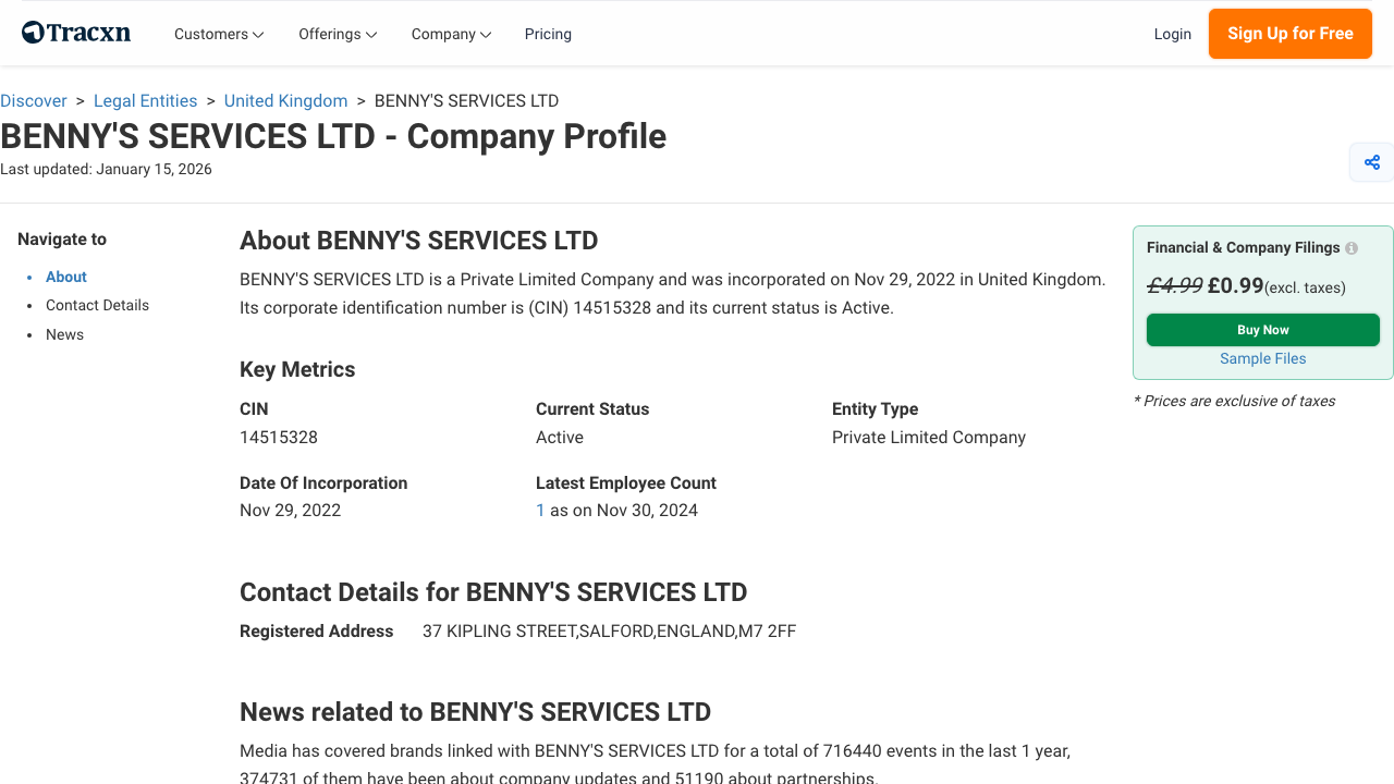 BENNY'S SERVICES LTD website preview