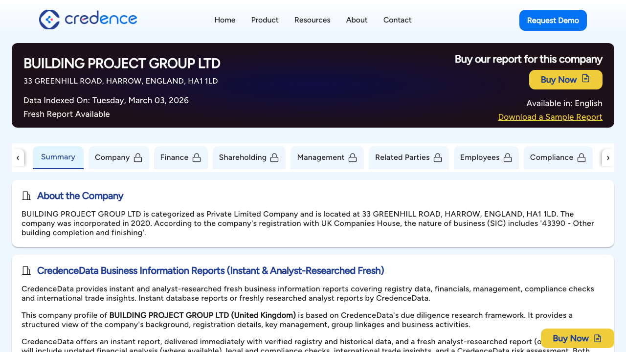 BUILDING PROJECT GROUP LTD website preview
