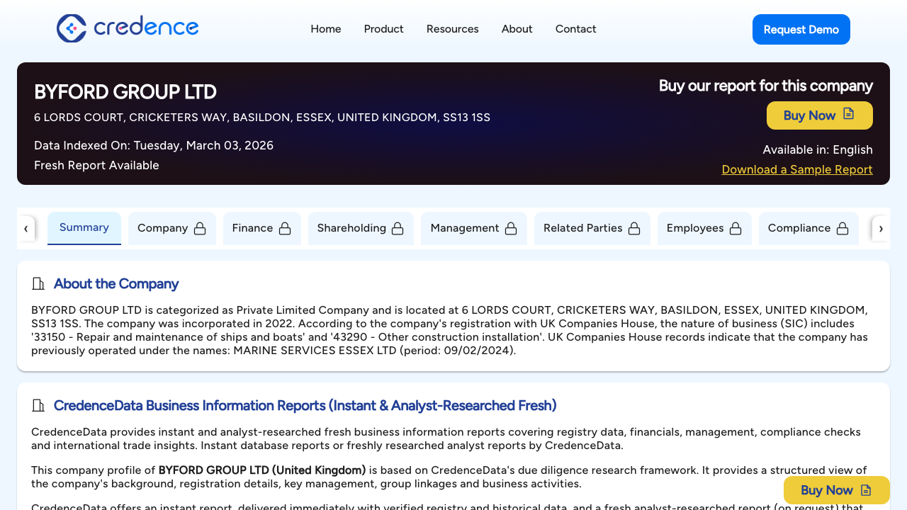 BYFORD GROUP LTD website preview