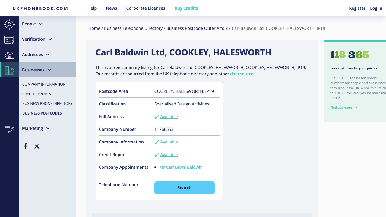 CARL BALDWIN LTD website preview
