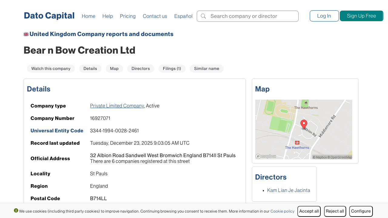 BEAR N BOW CREATION LTD website preview