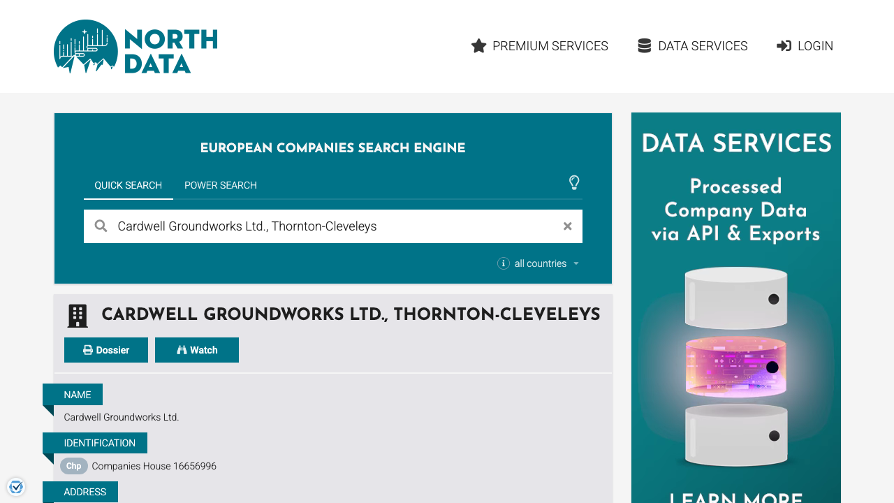 CARDWELL GROUNDWORKS LIMITED website preview
