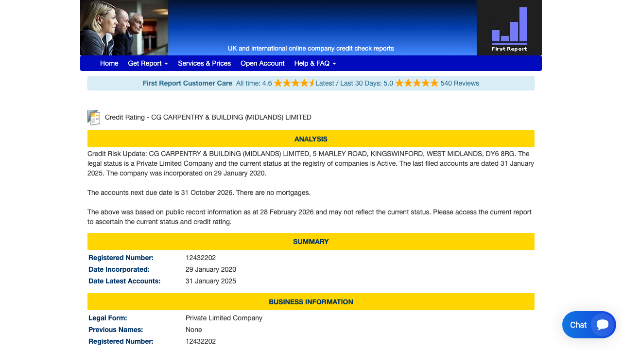 CG CARPENTRY & BUILDING (MIDLANDS) LIMITED website preview