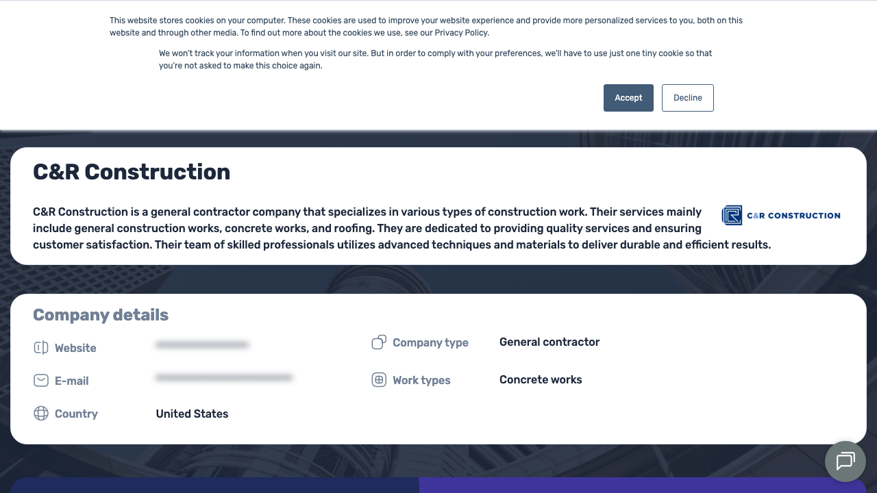 C&R CONSTRUCTION CONTRACTOR SERVICES LTD website preview