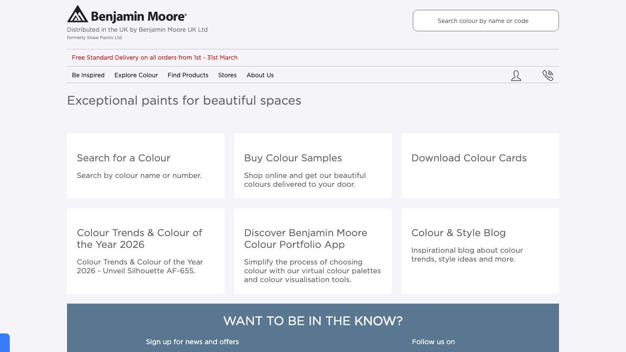 BENJAMIN MOORE UK LIMITED website preview