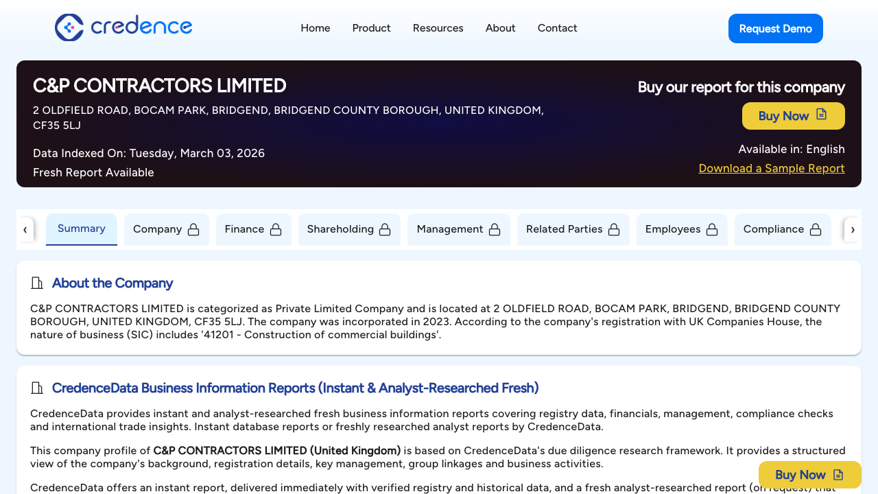 C&P CONTRACTORS LIMITED website preview