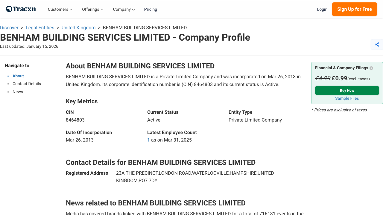 BENHAM BUILDING SERVICES LIMITED website preview