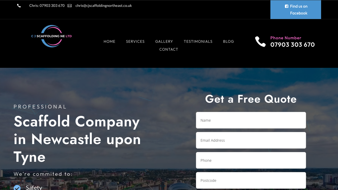 CJ SCAFFOLDING NE LTD website preview