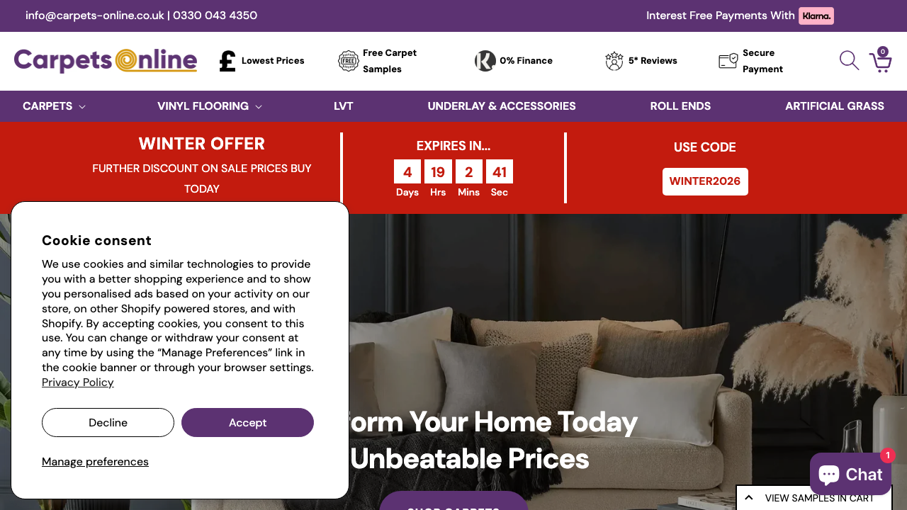 CARPETS-ONLINE UK LTD website preview