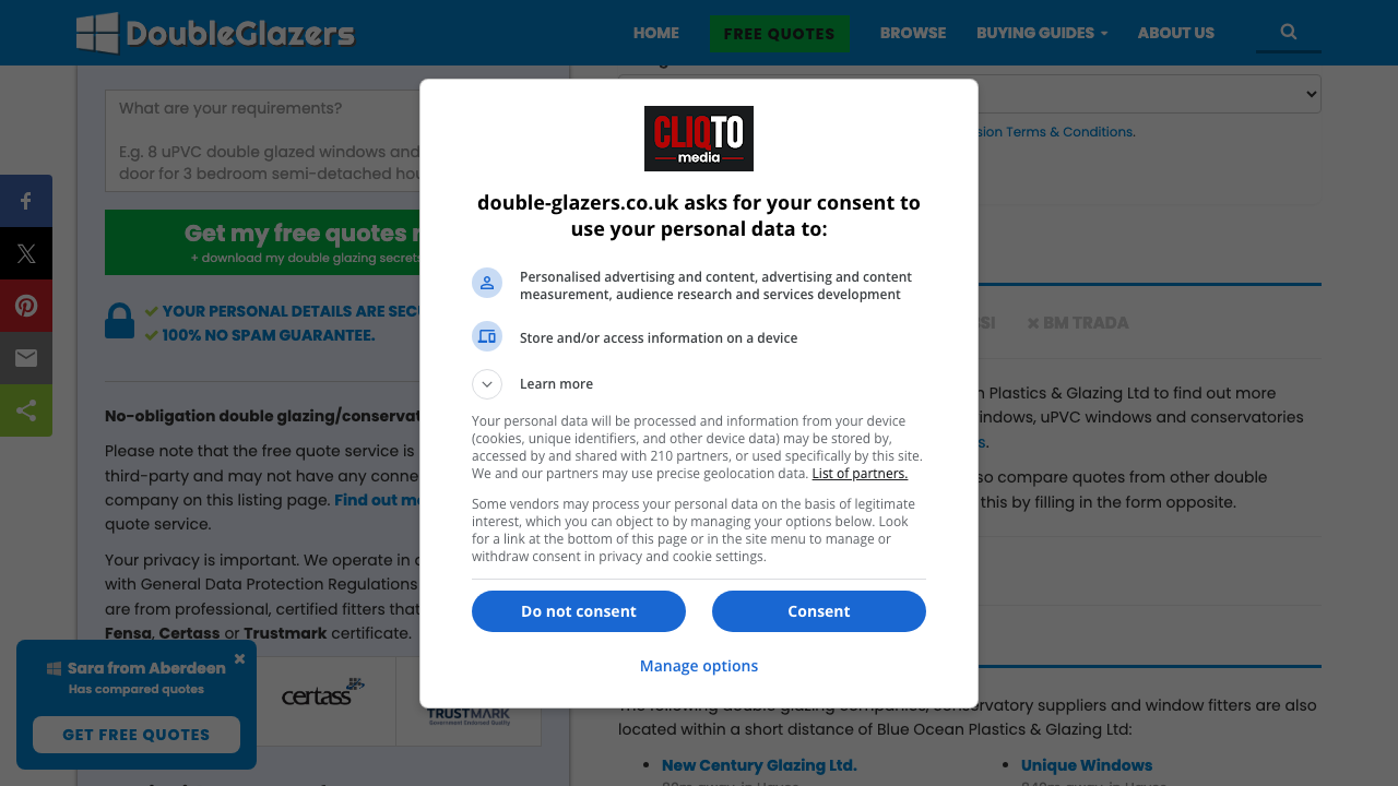 BLUE OCEAN PLASTICS & GLAZING LTD website preview