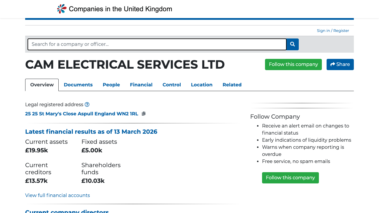 CAM ELECTRICAL SERVICES LTD website preview