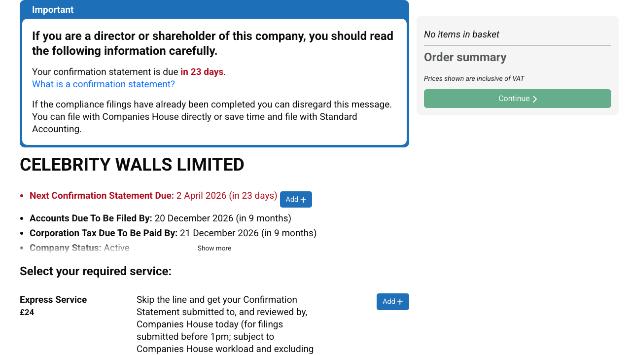 CELEBRITY WALLS LIMITED website preview