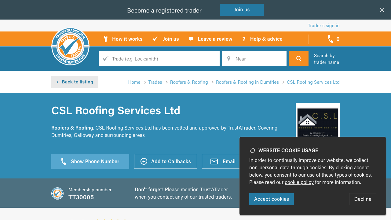 C.S.L ROOFING SERVICES LTD website preview