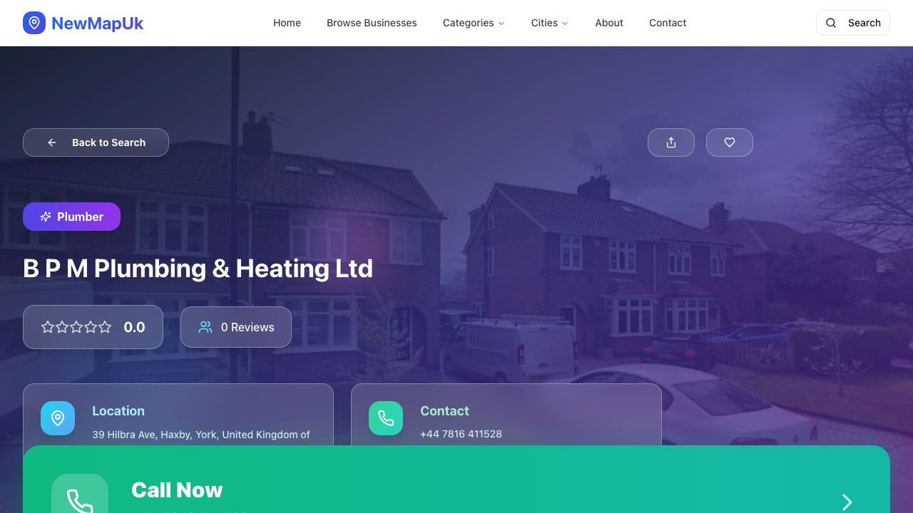 BPM PLUMBING & HEATING LIMITED website preview