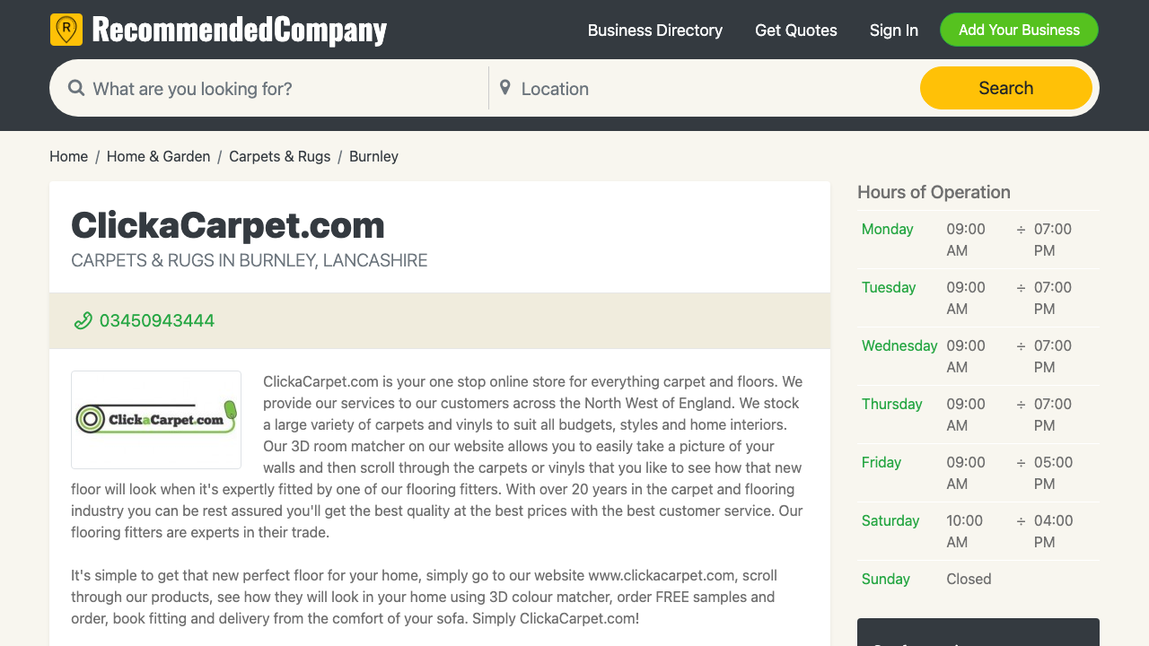 CLICK A CARPET.COM LTD website preview