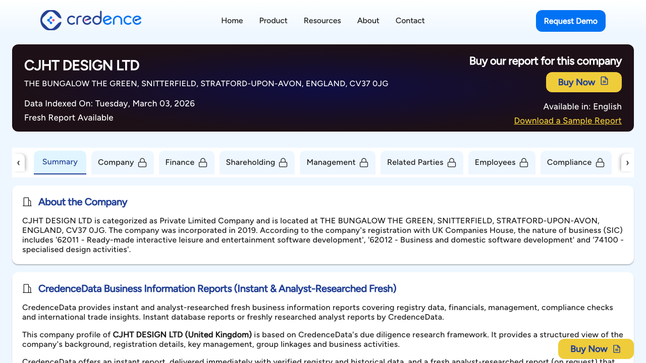 CJHT DESIGN LTD website preview