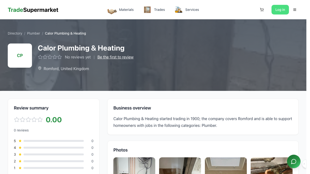 CALOR PLUMBING & HEATING LTD website preview
