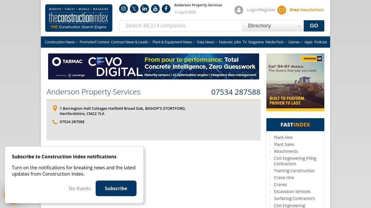 ANDERSON PROPERTY SERVICES LTD website preview