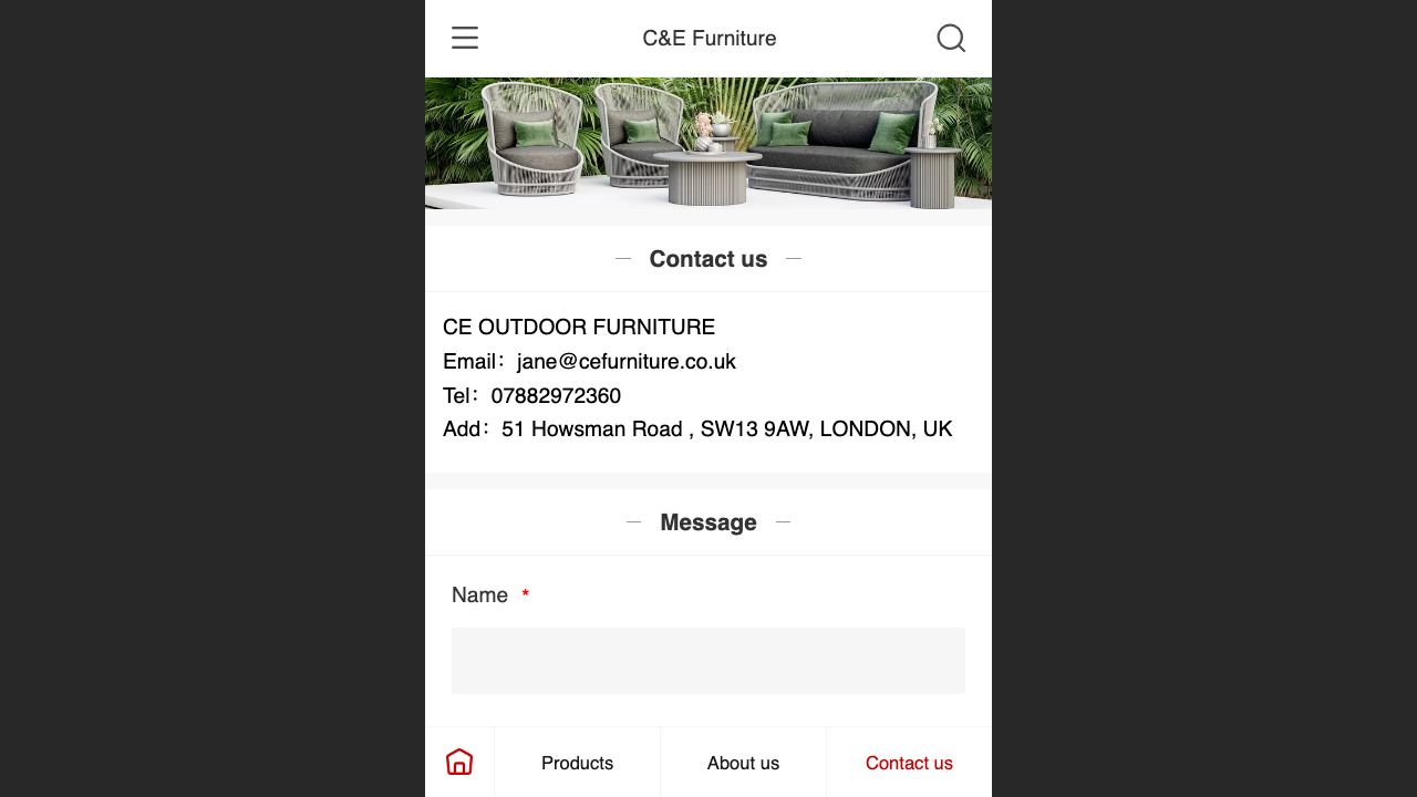 C&E FURNITURE LIMITED website preview