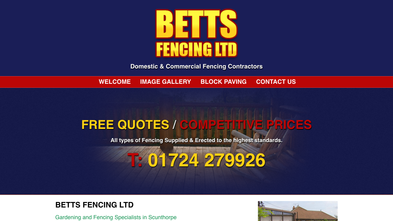 BETTS FENCING LIMITED website preview