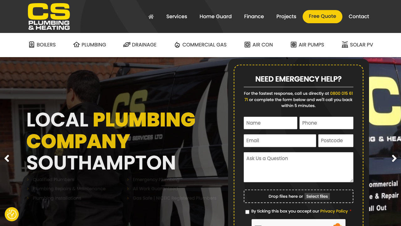C.S. PLUMBING AND HEATING SERVICES LTD website preview