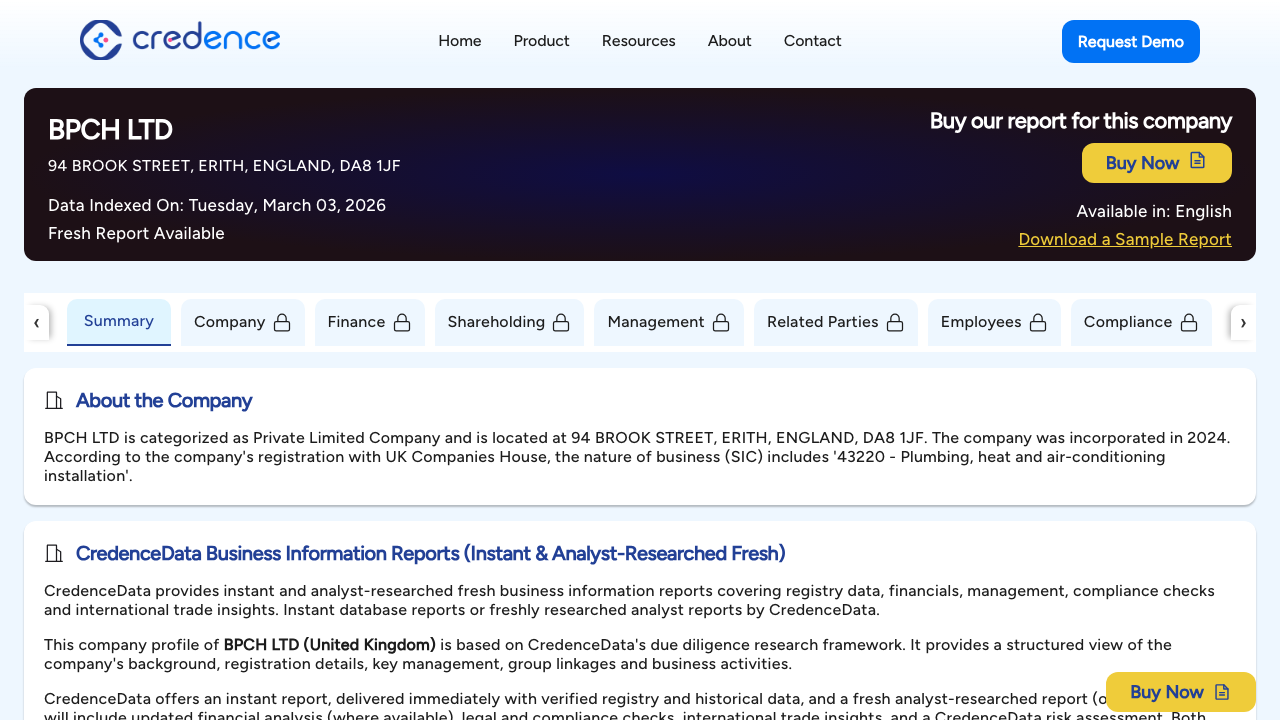 BPCH LTD website preview