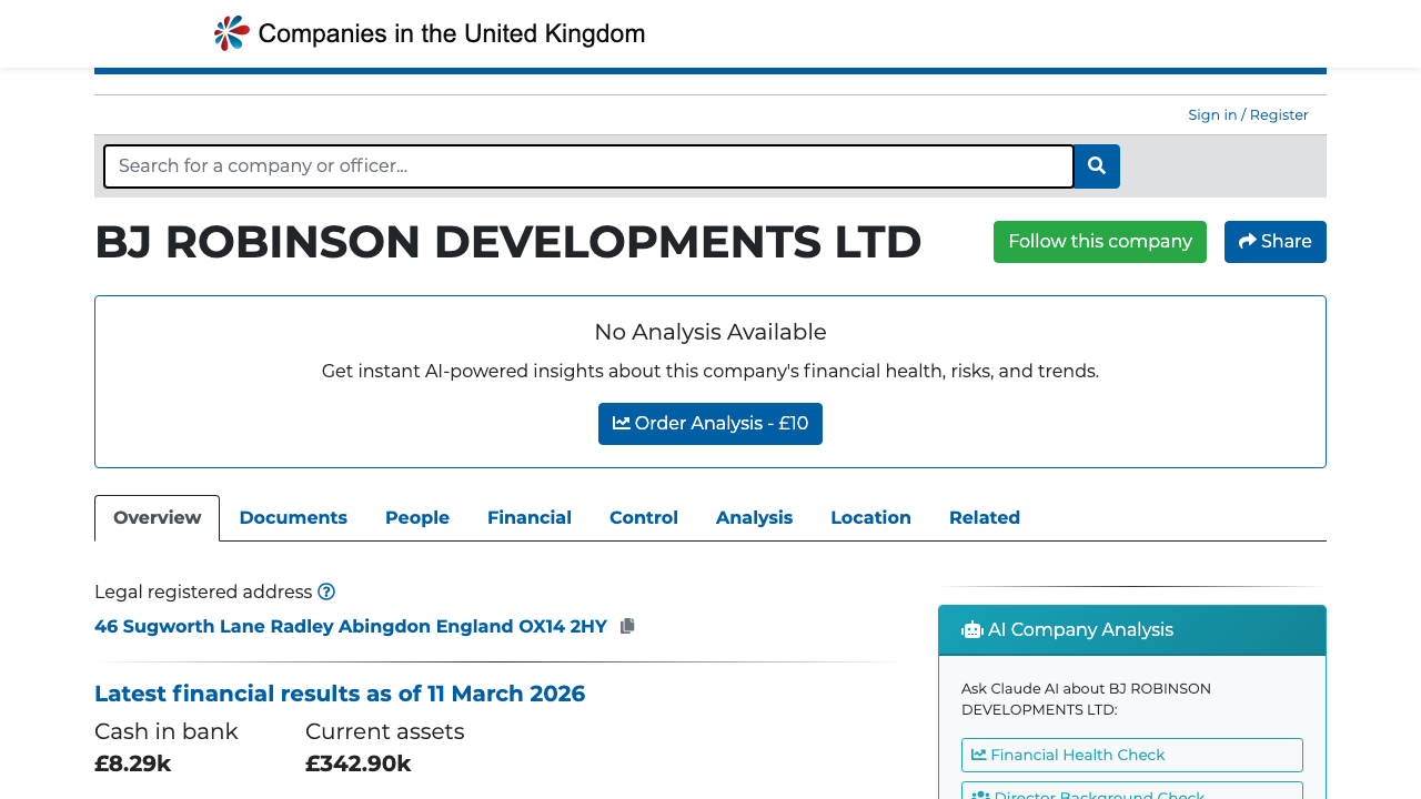 BJ ROBINSON LIMITED website preview