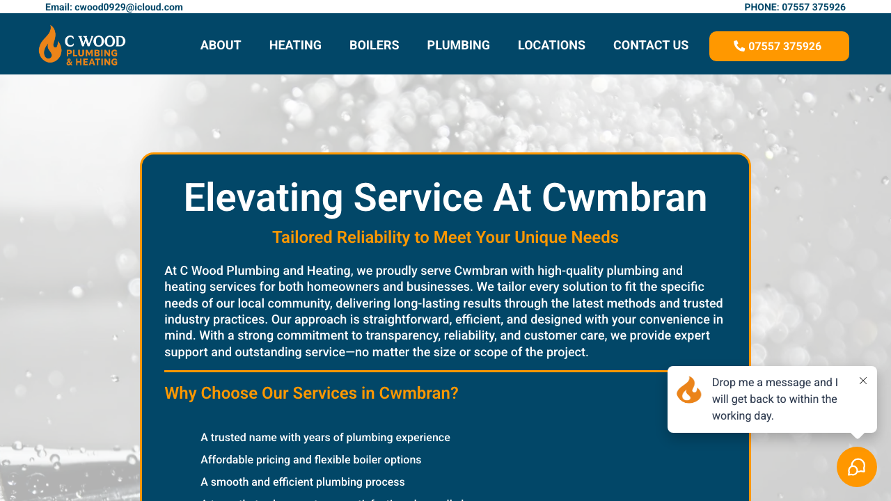 C WOOD HEATING & PLUMBING SERVICES LTD website preview
