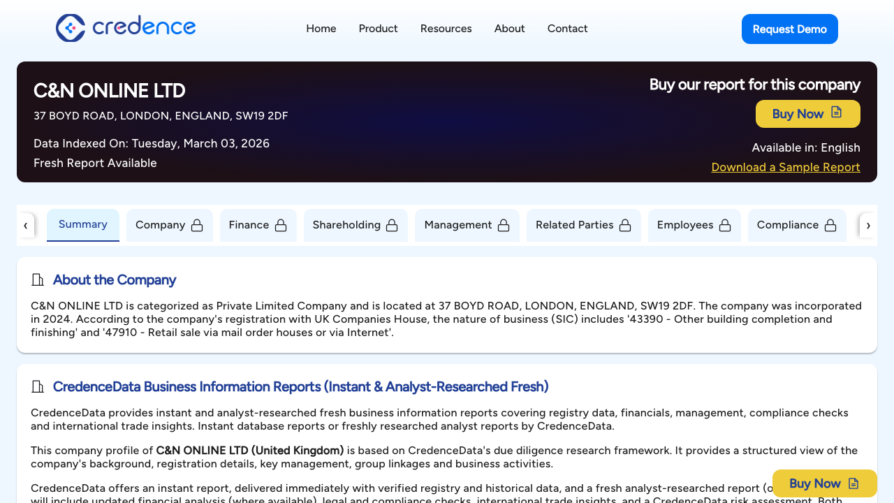 C&N ONLINE LTD website preview
