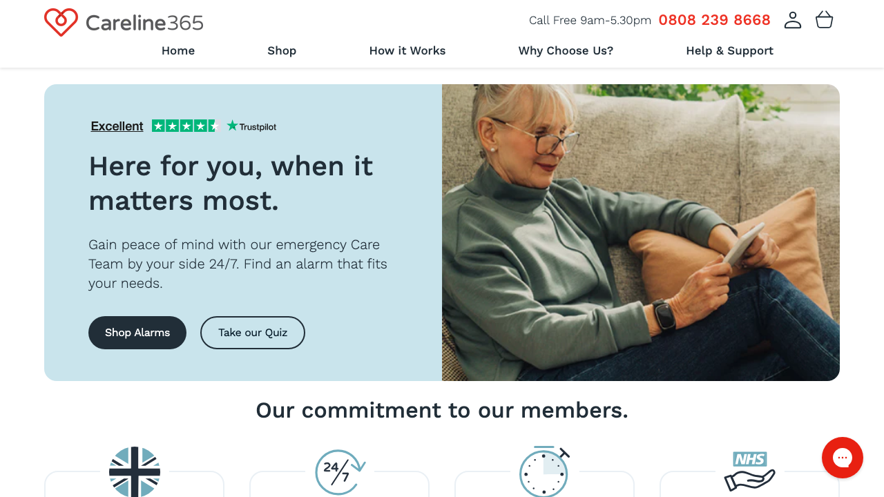 CARELINE ALARMS LTD website preview