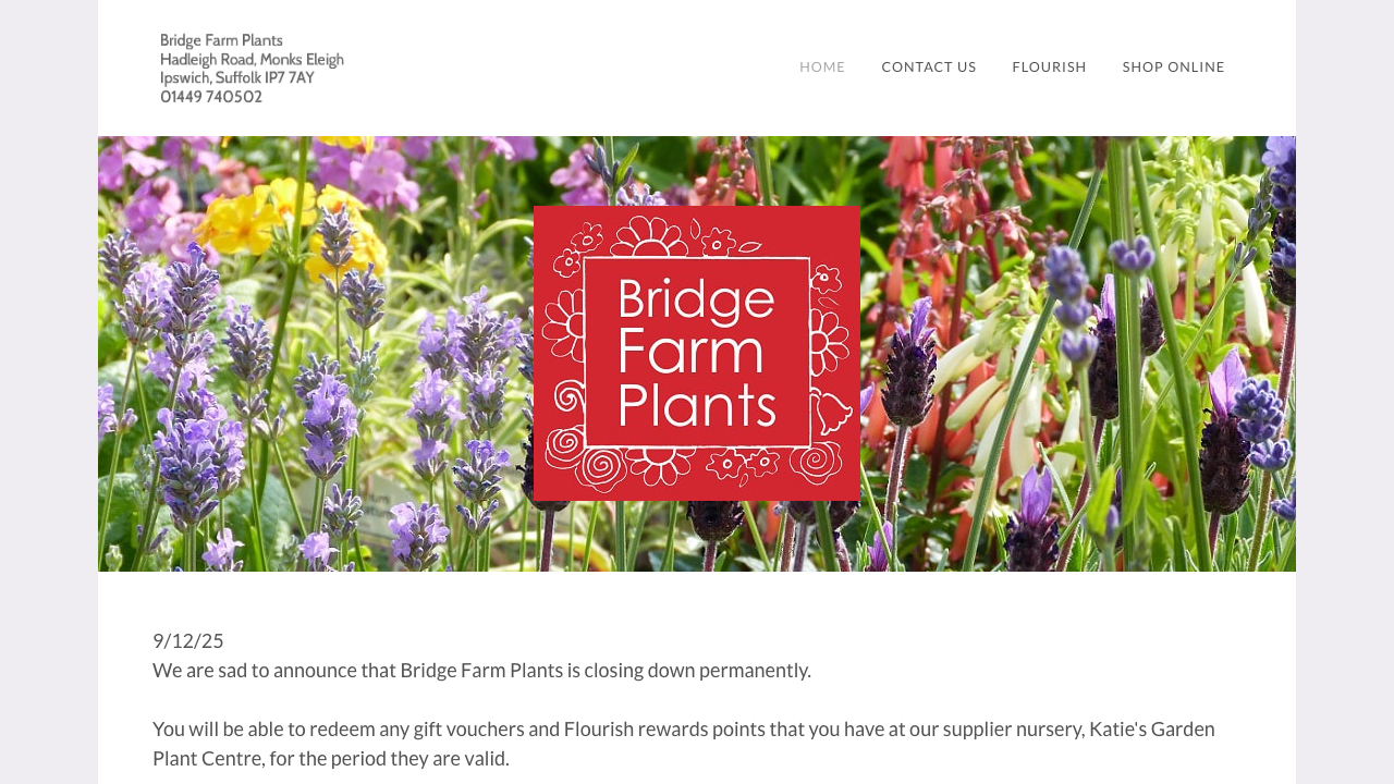 BRIDGE FARM PLANTS LTD website preview