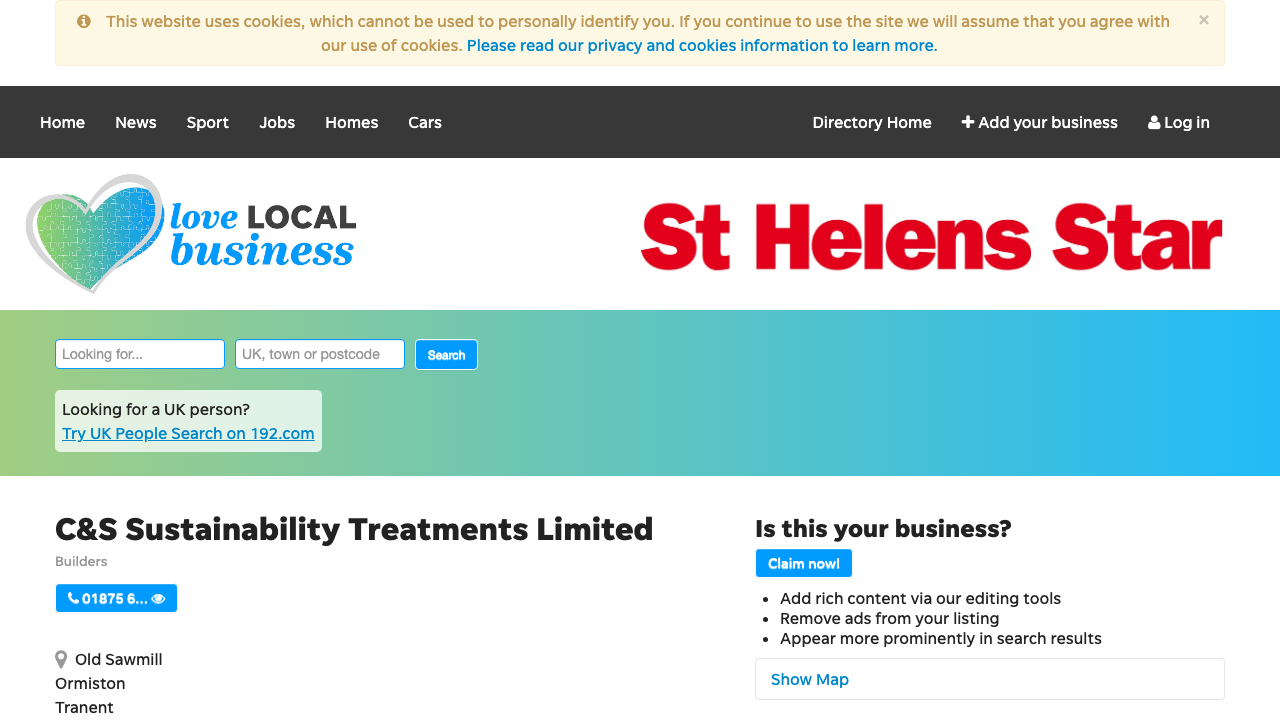 C&S SUSTAINABILITY TREATMENTS LIMITED website preview