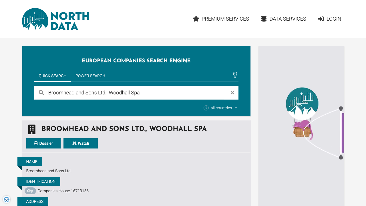 BROOMHEAD AND SONS LTD website preview