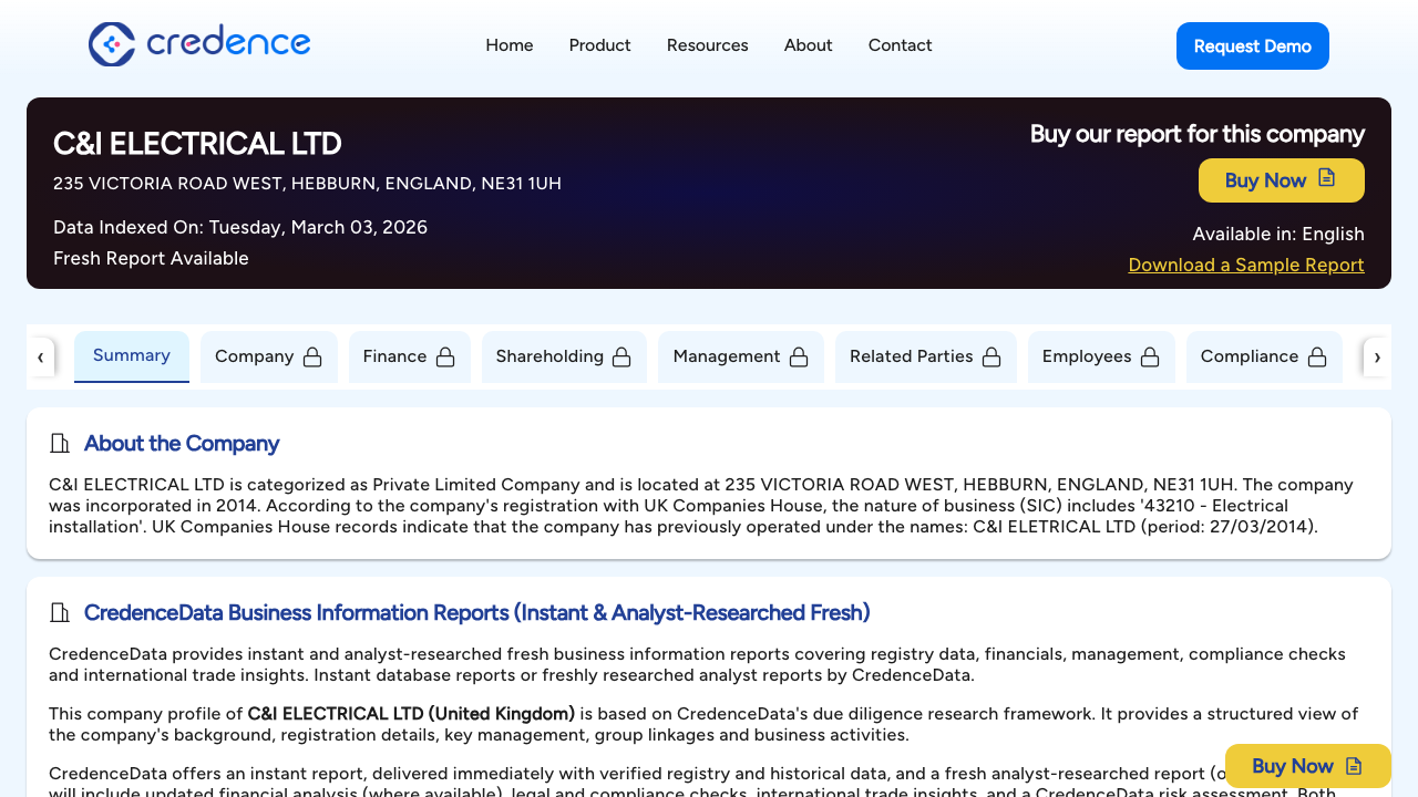 C&I ELECTRICAL LTD website preview