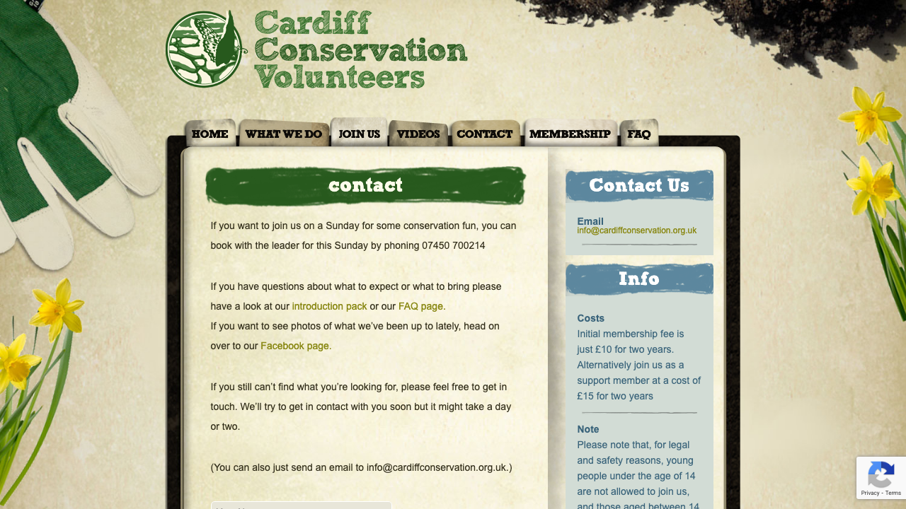 CARDIFF CONSERVATION VOLUNTEERS website preview