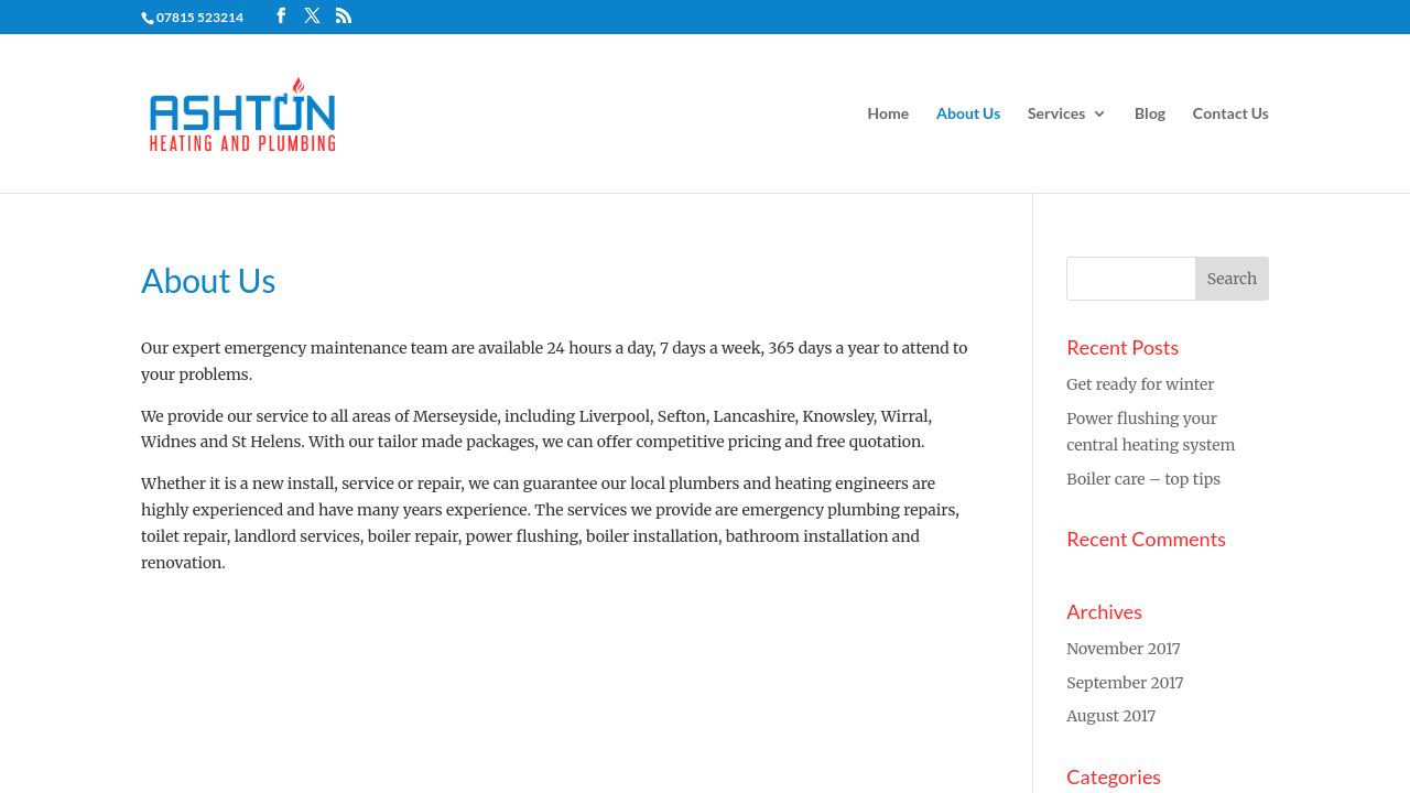 ANDREW ASHTON HEATING & PLUMBING LTD website preview