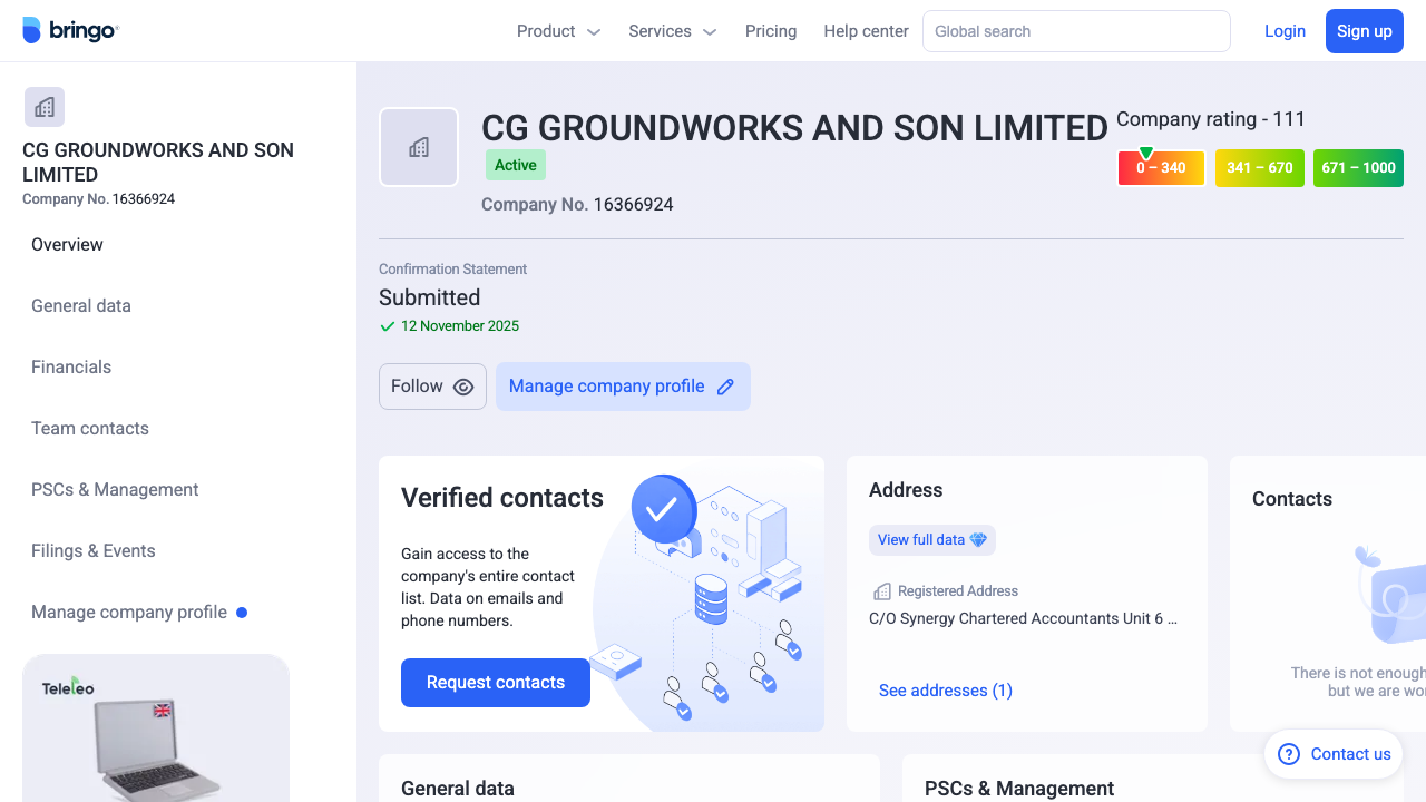 CG GROUNDWORKS AND SON LIMITED website preview