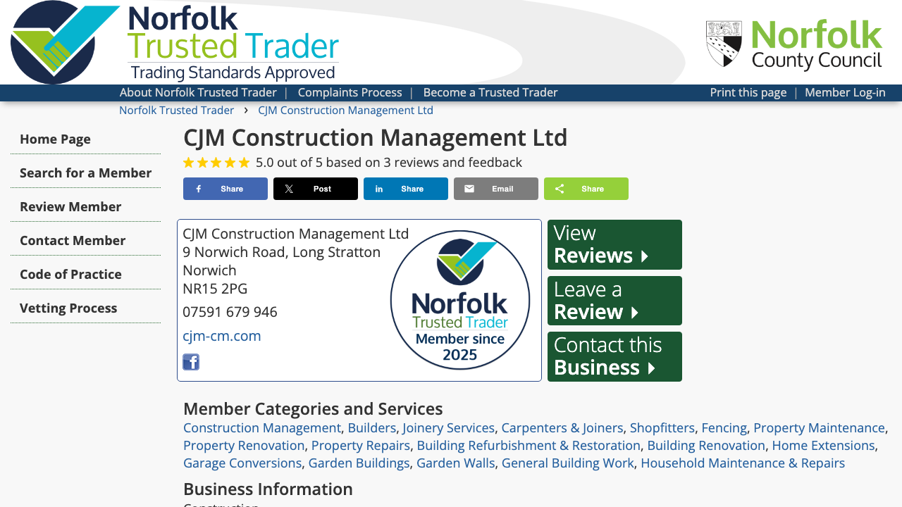 CJM CONSTRUCTION MANAGEMENT LTD website preview