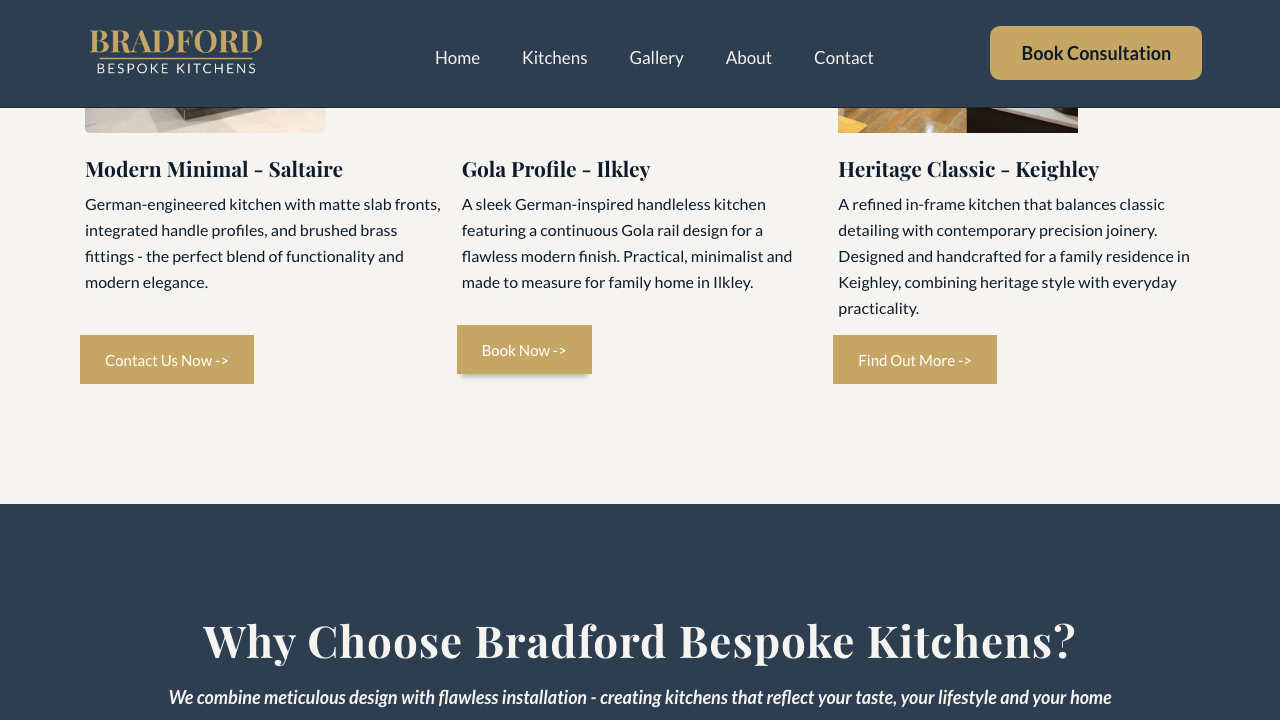 BRADFORD BESPOKE KITCHENS LTD website preview
