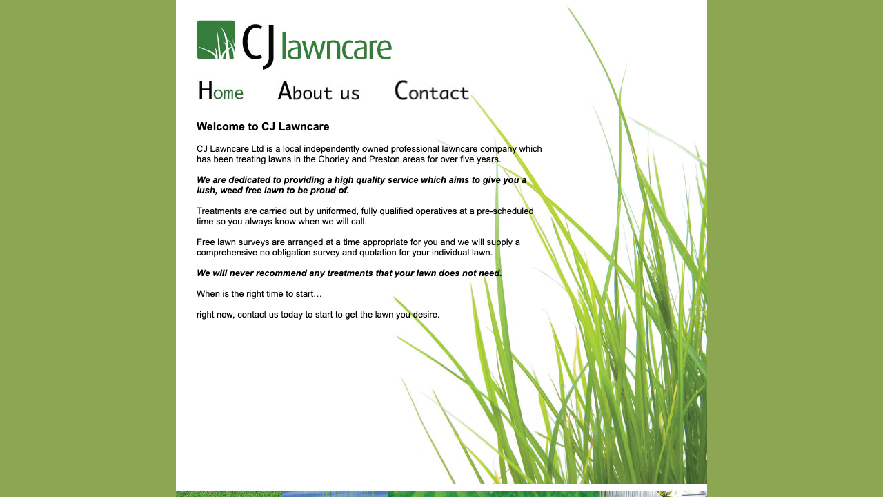 CJ LAWNCARE LIMITED website preview