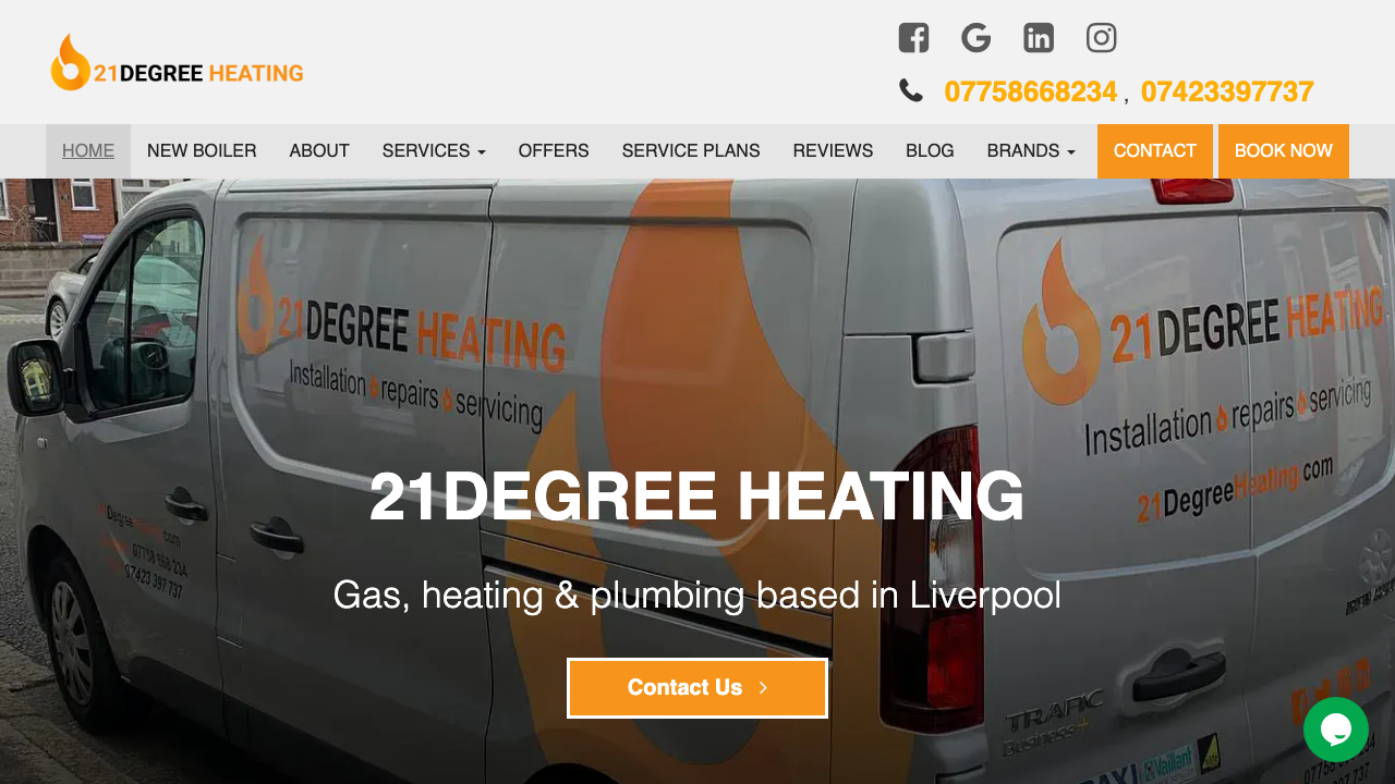 21DEGREE HEATING LTD website preview