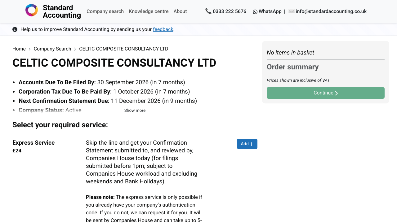 CELTIC COMPOSITE CONSULTANCY LTD website preview
